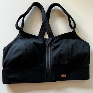 Shefit Ultimate Sports Bra High Impact Zipper Front Medium Black Moisture Wick